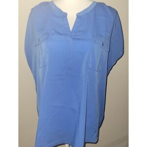Jacklyn Smith Short Sleeve Light Weight Periwinkle Blue Blouse Size XXL‎